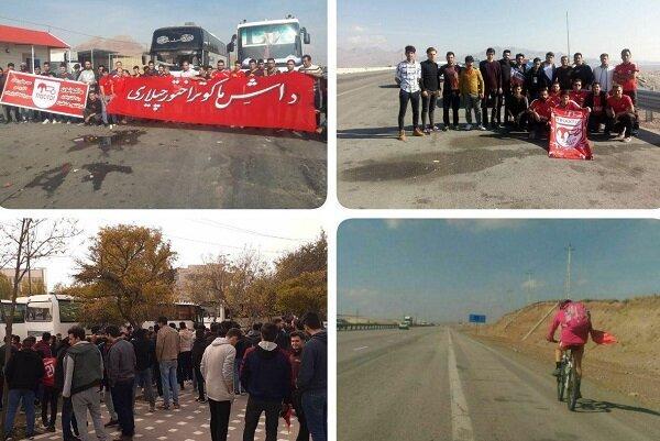 سیل طرفداران تراکتور در راه تبریز، حضور پرشور سرخ ها در استادیوم